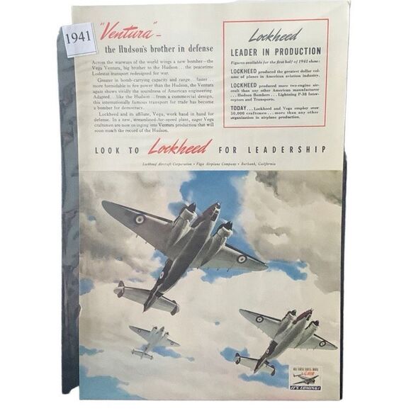 Vintage 1941 Lockheed Ventura Leader in Protection Ad Advertisement - Picture 3 of 4